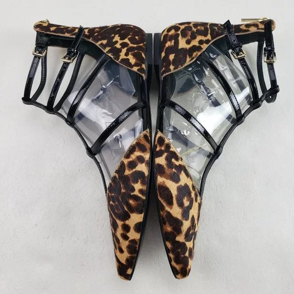 Marc Fisher Scoutly Cage Calf Hair Flats Womens 7.5 Leopard Print Pointed Toe - Picture 7 of 12